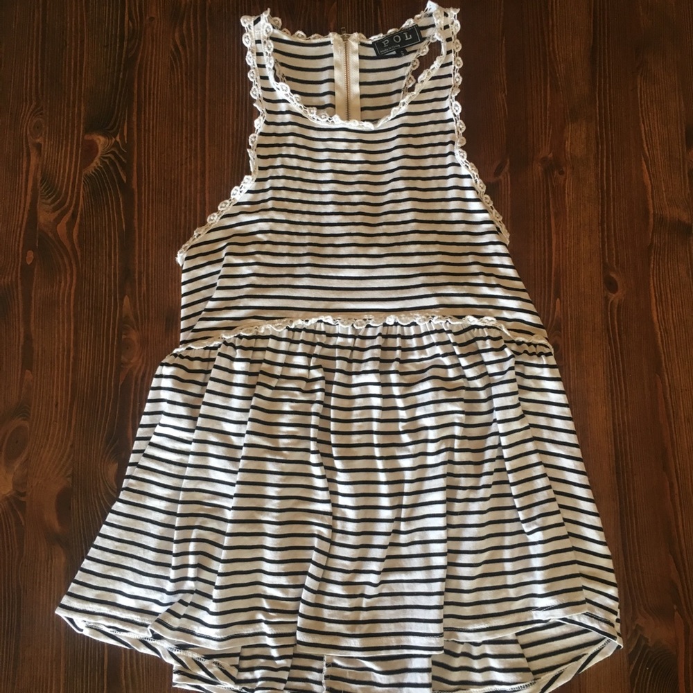POL black and white striped tank